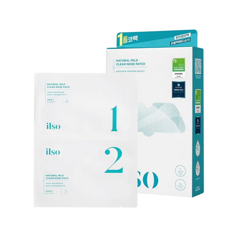 ilso Natural MILD Clear Nose Patch/Blackhead Remover for Nose/Targets PORES & PIMPLES/Facial Skin Care/Dermatologist Approved/Korean Skin Care to Absorb Acne Nose GUNK (5 PCS) - Image 1